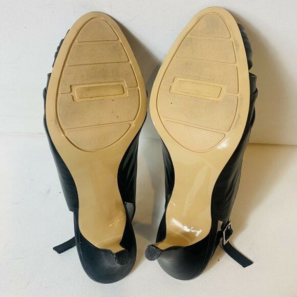 Bandolino Black Leather Women’s Size 8.5M Sling Back Open Toe Floral Accent Heel - Picture 10 of 10